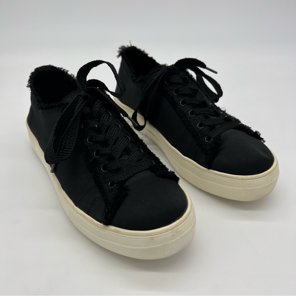 Steve Madden Greyla Black Platform Sneakers US 10M Frayed Canvas Shoes - Picture 2 of 9
